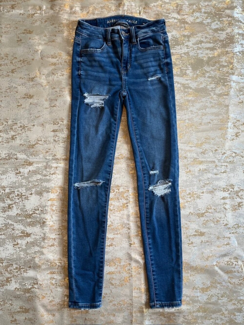 American Eagle Hi Rise Jegging Womens 00 Next Level Stretch Jeans AEO Distressed